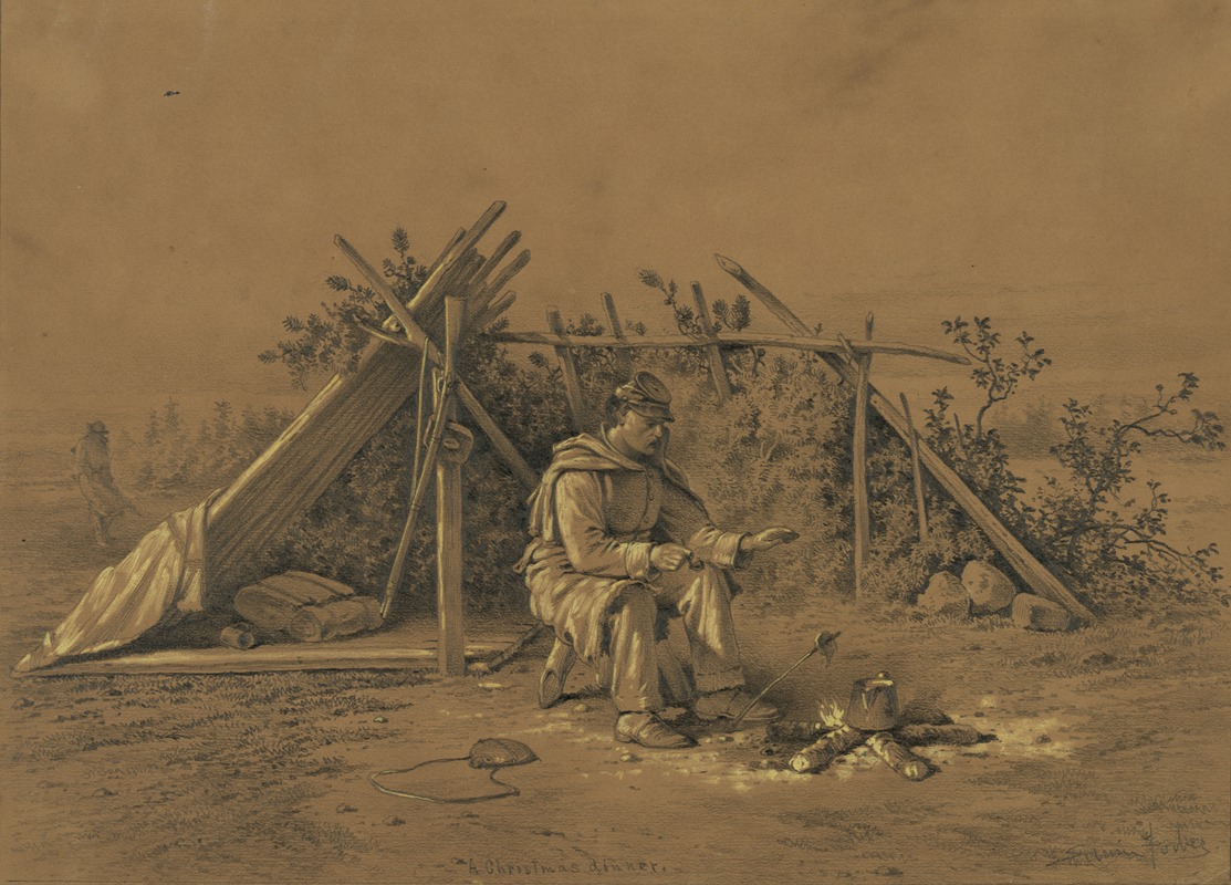 A Christmas dinner. A scene on the outer picket line by Эдвин Форбс, 1861-1876 — digital art print download