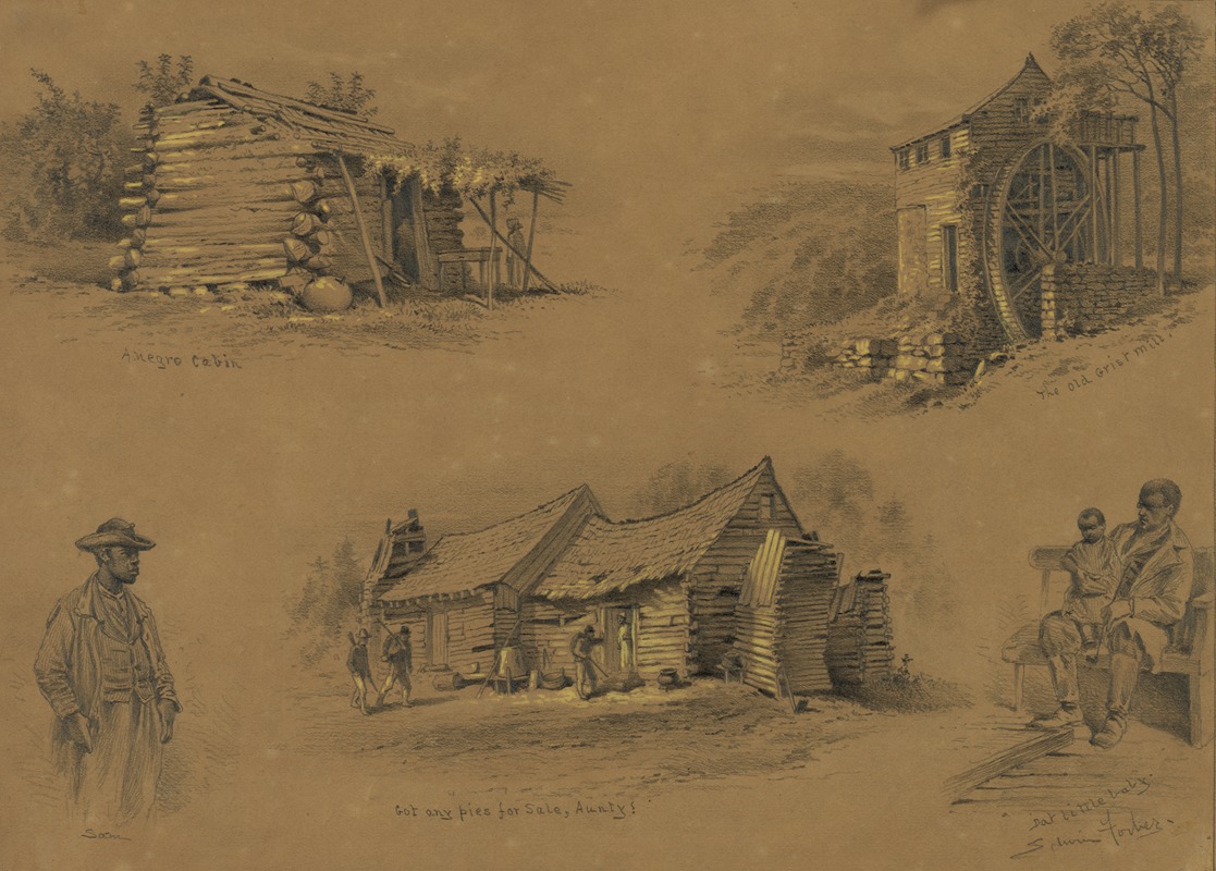 A Negro cabin. The old grist mill — Edwin Forbes