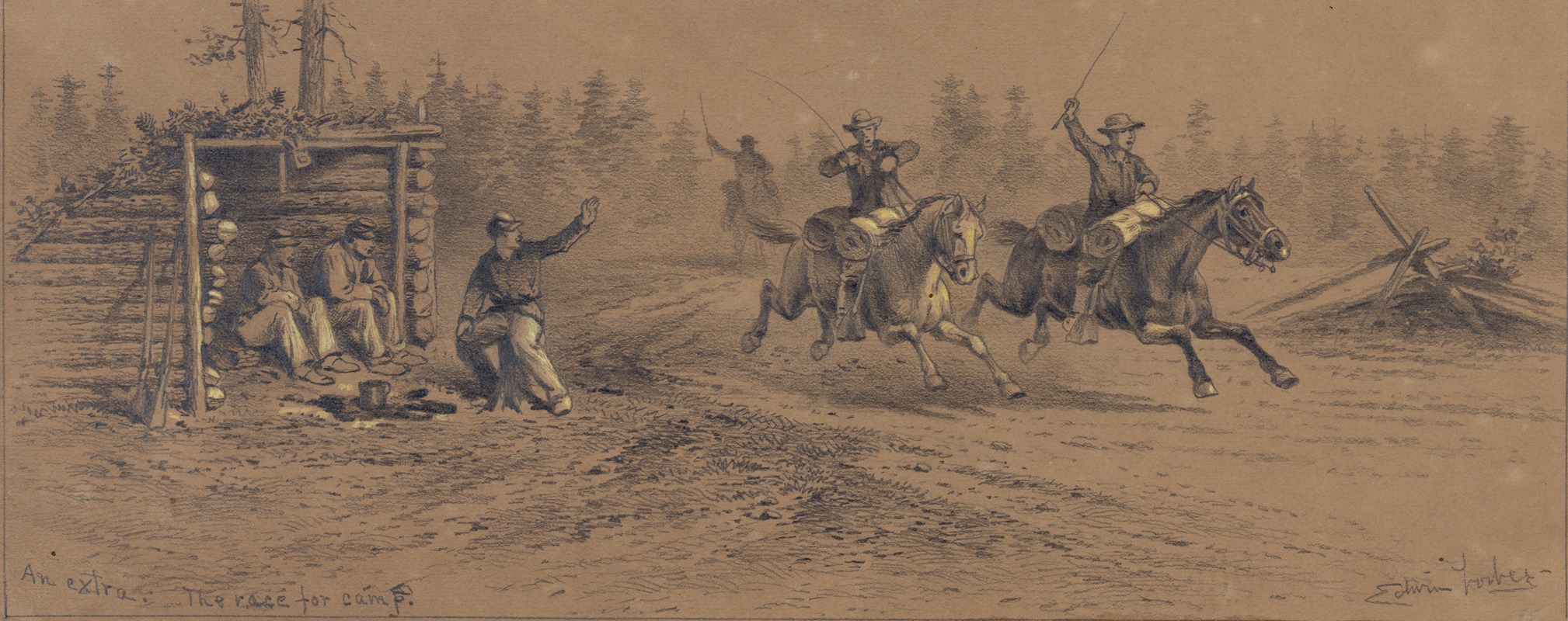 A race for camp by Эдвин Форбс, 1861-1876 — digital art print download