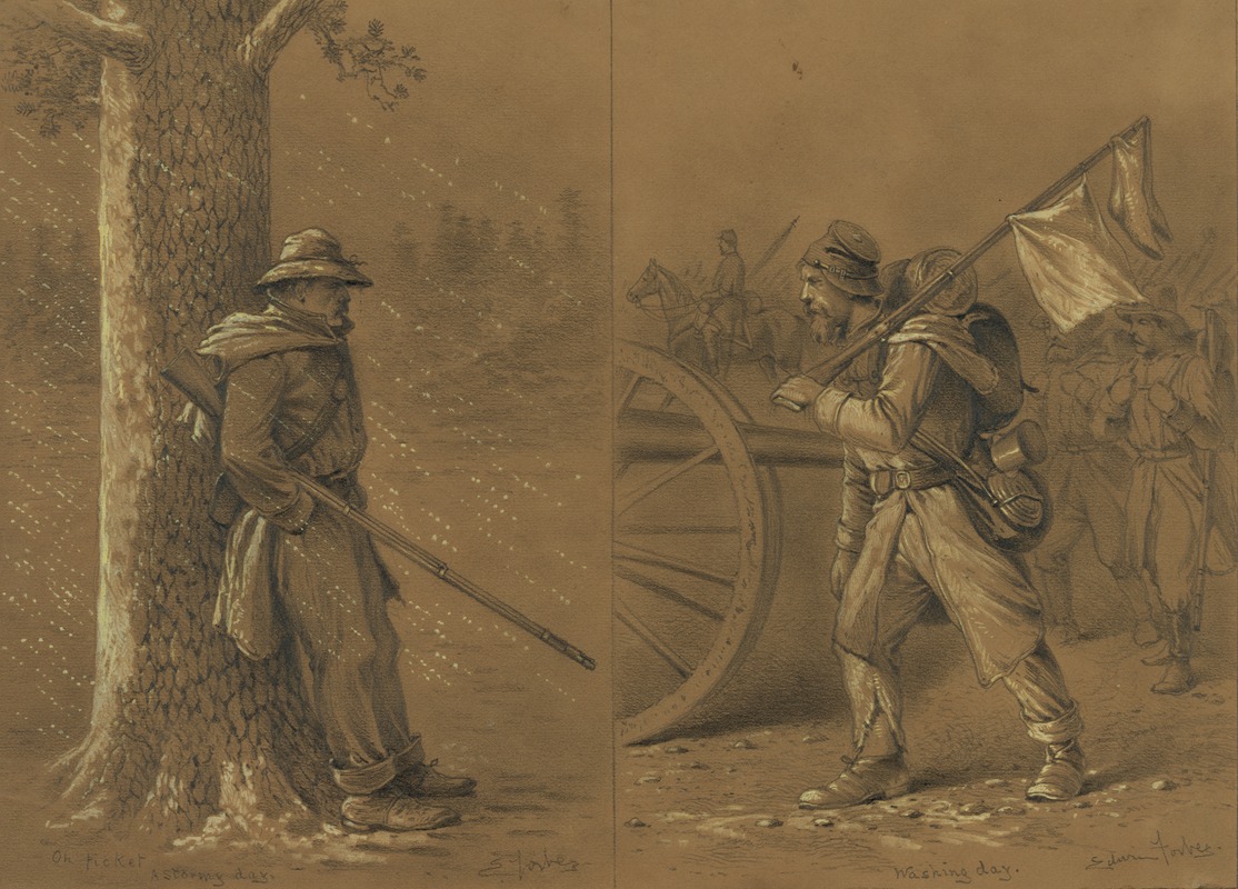 A rainy day on picket by Эдвин Форбс, 1861-1876 — digital art print download