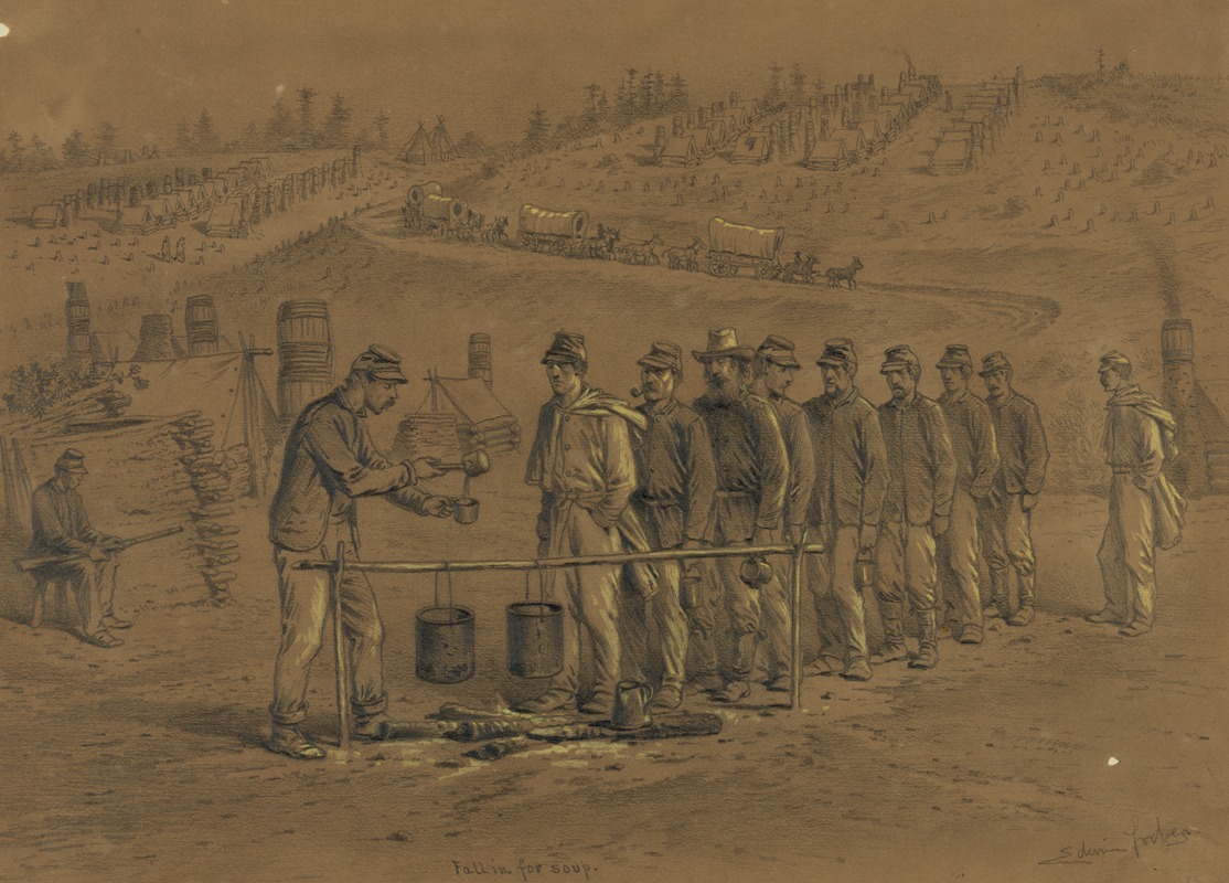 Fall in for soup – company mess by Эдвин Форбс, 1861-1876 — digital art print download