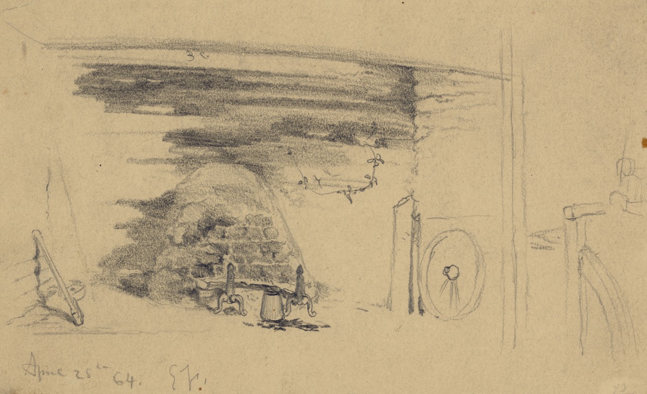 Fireplace in Negro hut by Эдвин Форбс, 1864 — digital art print download