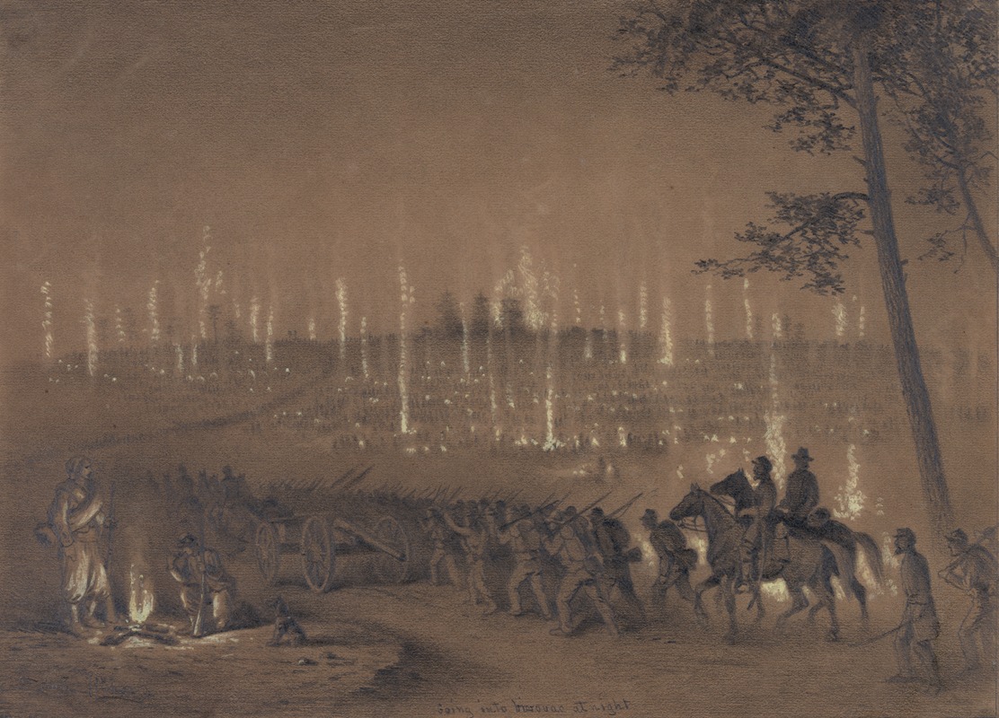 Going into bivouac at night by Эдвин Форбс, 1861-1876 — digital art print download