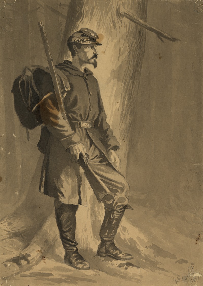 On picket in the woods by Эдвин Форбс, 1864 — digital art print download