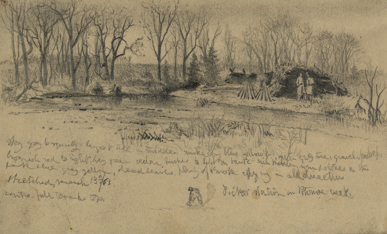Picket station on Potomac Creek by Эдвин Форбс, 1863 — digital art print download