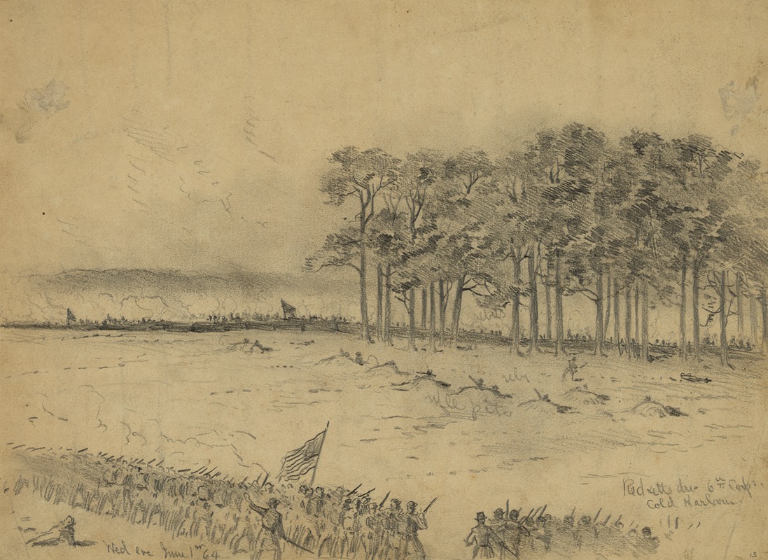 Ricketts division, (6th Corps), Cold Harbor by Edwin Forbes, 1864 — digital art print download