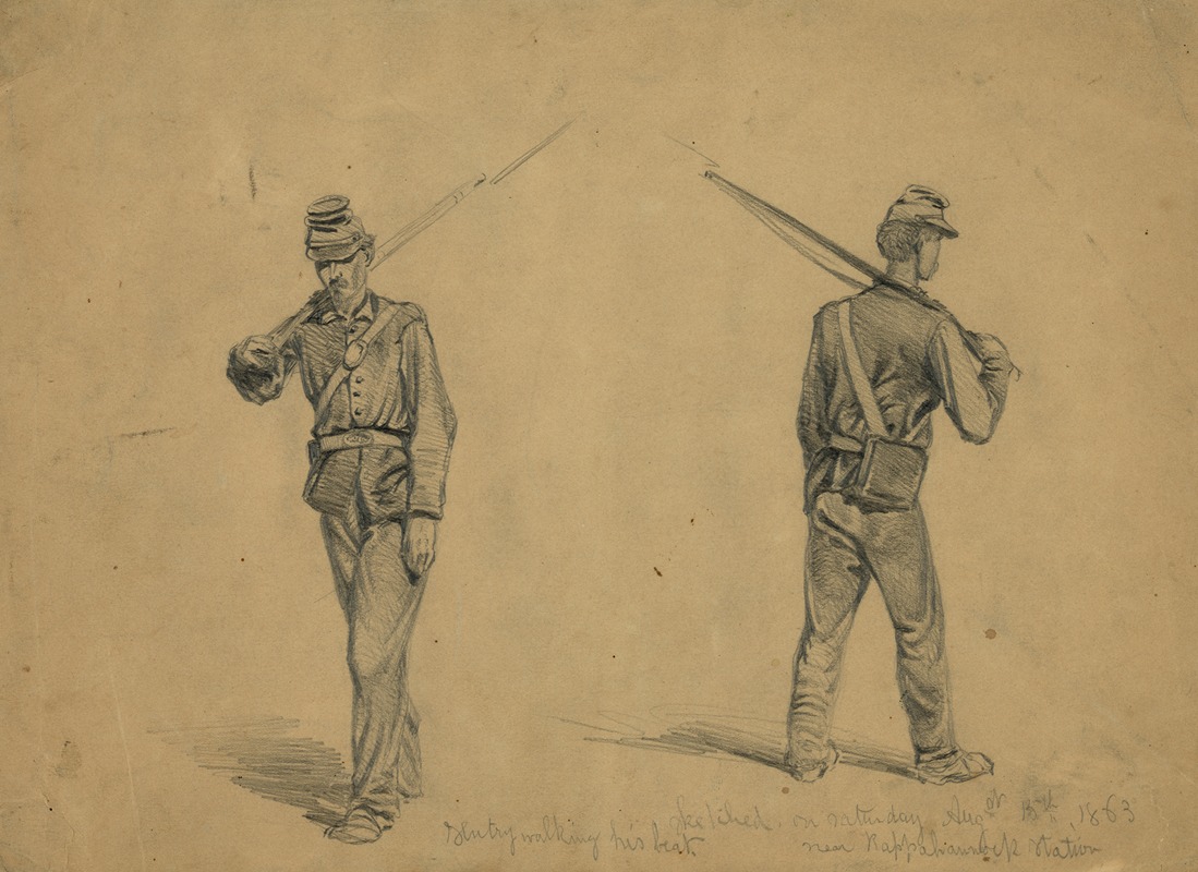 Sentry walking his beat by Эдвин Форбс, 1863 — digital art print download