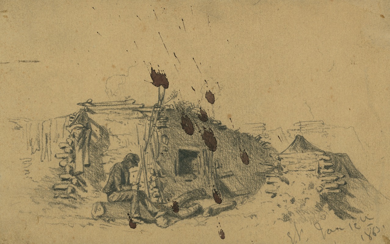 Soldier's mud hut by Эдвин Форбс, 1863 — digital art print download