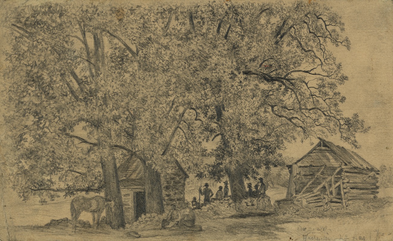 The old spring house, with guard by Эдвин Форбс, 1863 — digital art print download