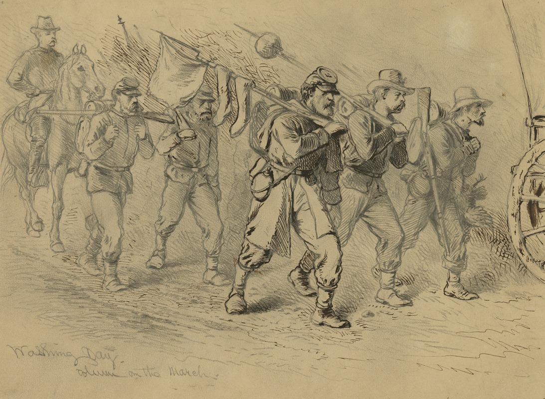 Washing day–Column on the march by Эдвин Форбс, 1864 — digital art print download