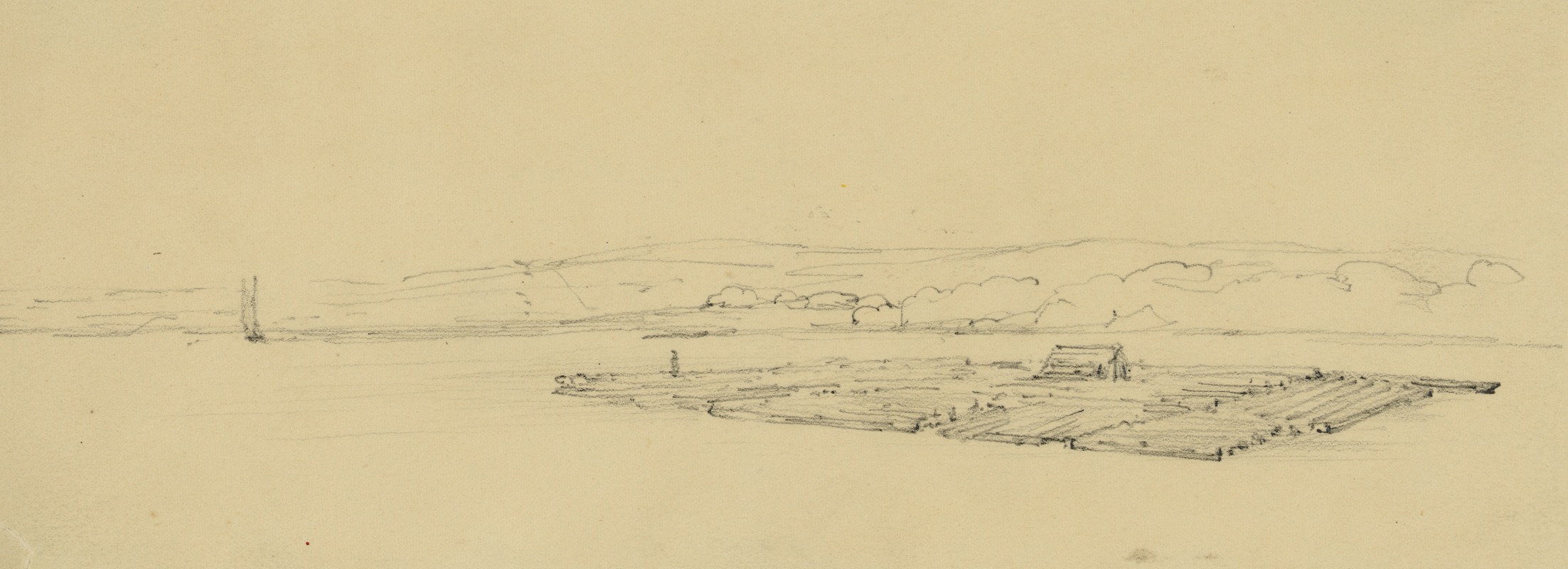 Timber raft on the Potomac River US by George Wallis, 1853 — digital art print download