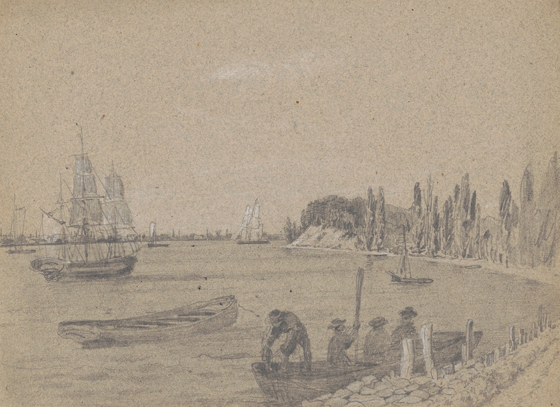 At river's edge by Джеймс Фуллер Куин, 1850-1860 — digital art print download