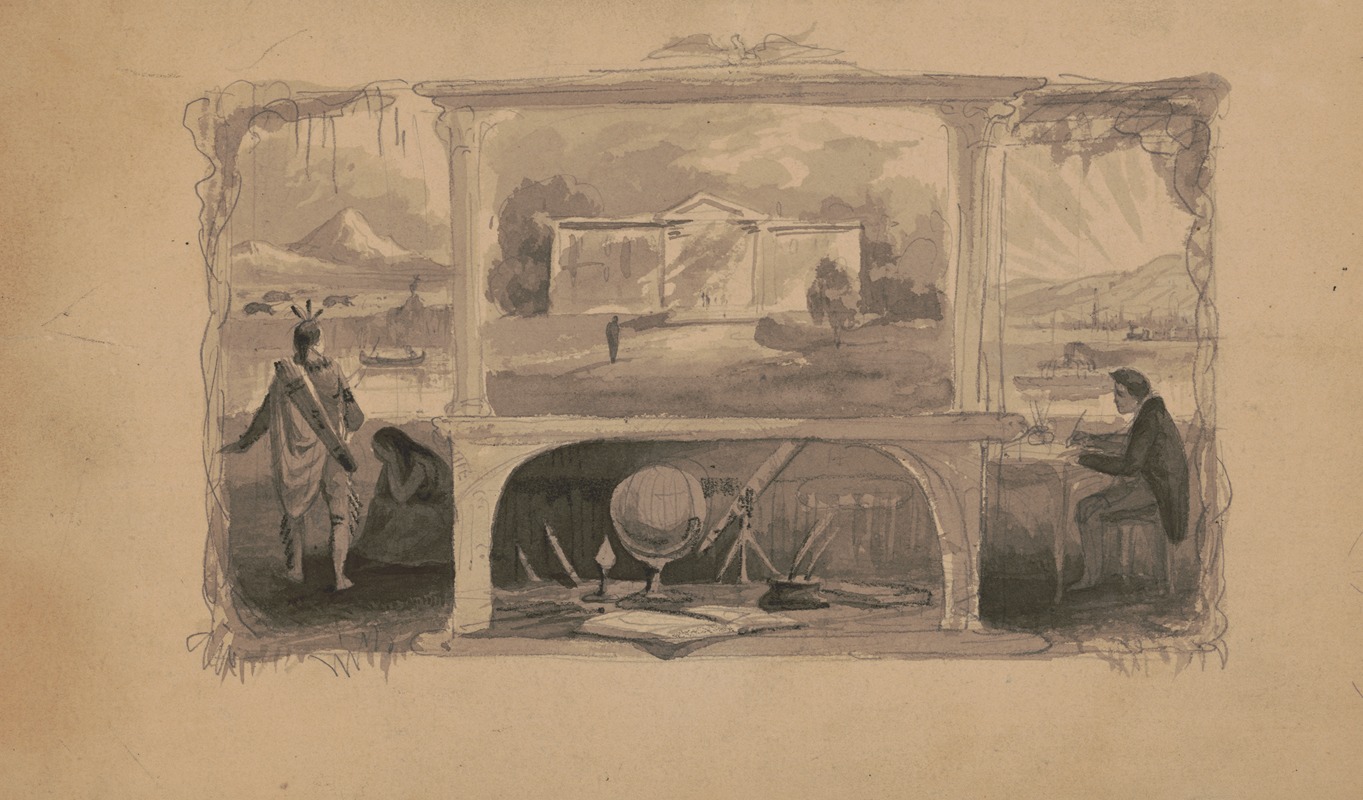 Design drawing for allegory by Джеймс Фуллер Куин, 1850-1870 — digital art print download