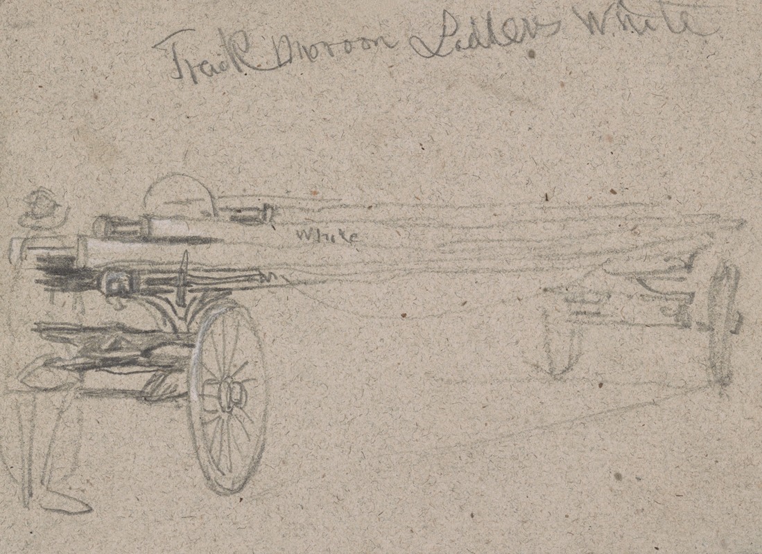 Firefighter standing next to a ladder carriage — James Fuller Queen