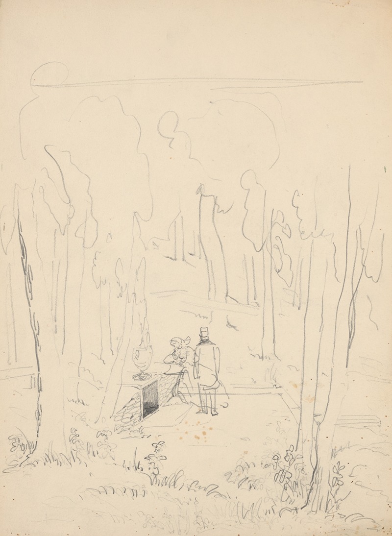 Man and woman visiting a tomb — James Fuller Queen
