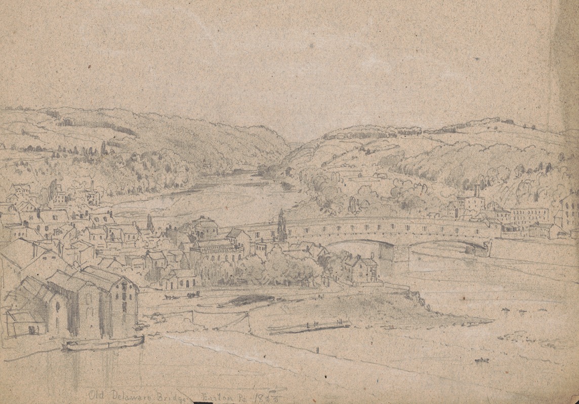 Old Delaware bridge, Easton, Pa. by Джеймс Фуллер Куин, 1855 — digital art print download