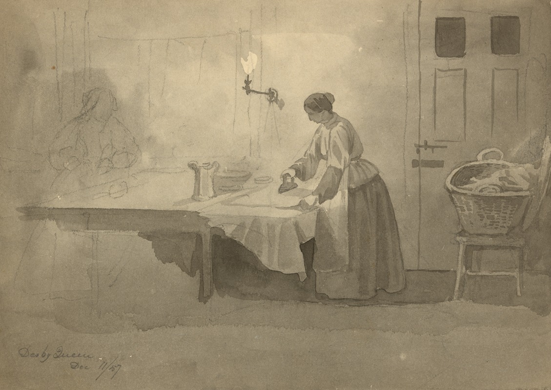 Woman ironing at table by Джеймс Фуллер Куин, 1857 — digital art print download