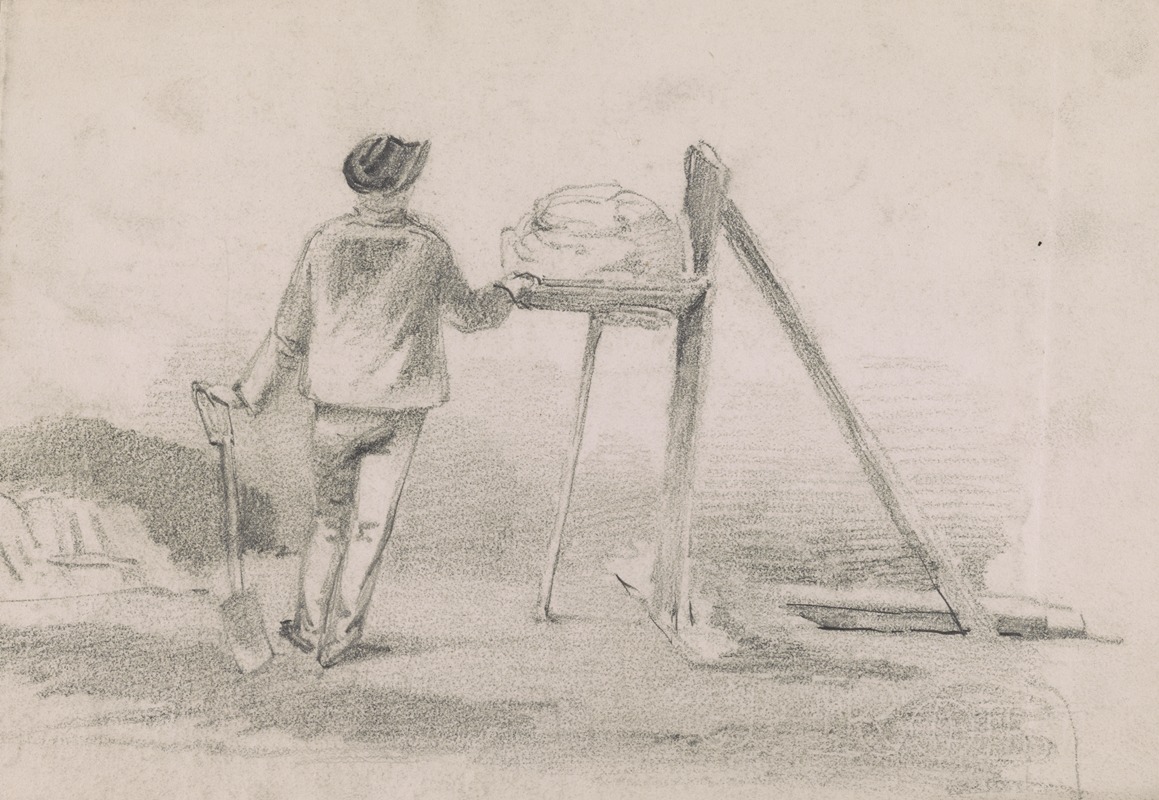 Worker, perhaps a mason or hod carrier, seen from behind — James Fuller Queen