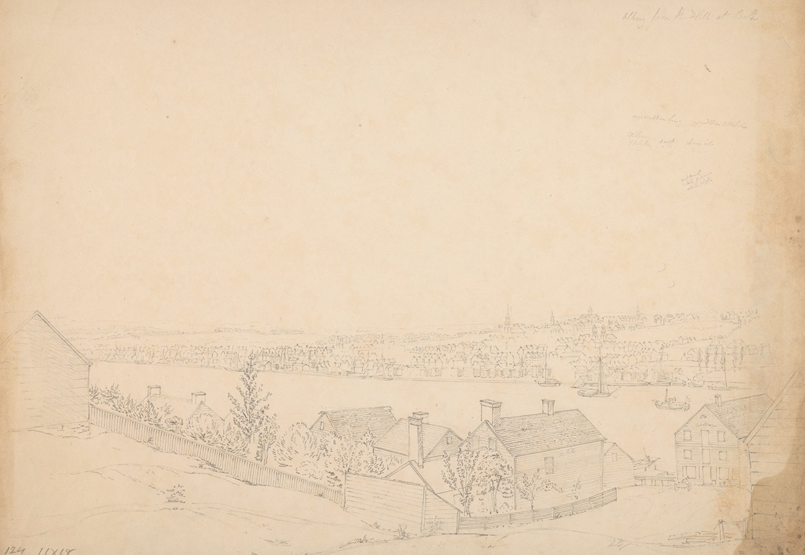 Albany from the hill at Bath by Джон Рубенс Смит, 1823-1828 — digital art print download
