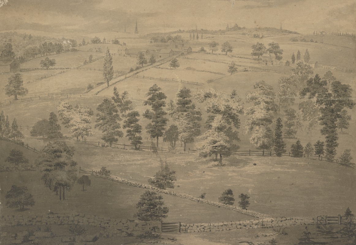 Distant view of Boston by Джон Рубенс Смит, 1809-1849 — digital art print download