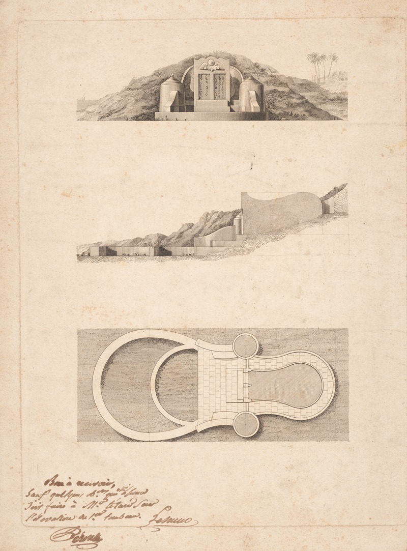 Egyptian ediface built into a hill by Джон Рубенс Смит, 1809-1849 — digital art print download