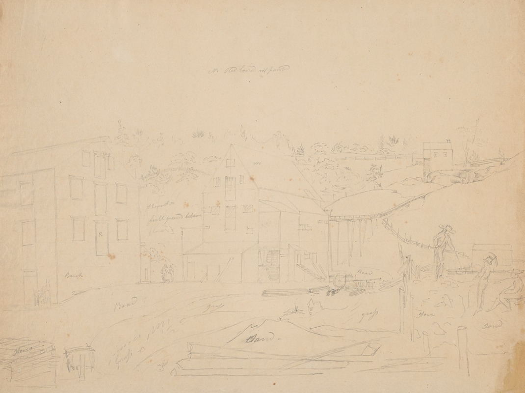 Mills at Cohoes Falls by Джон Рубенс Смит, 1828 — digital art print download