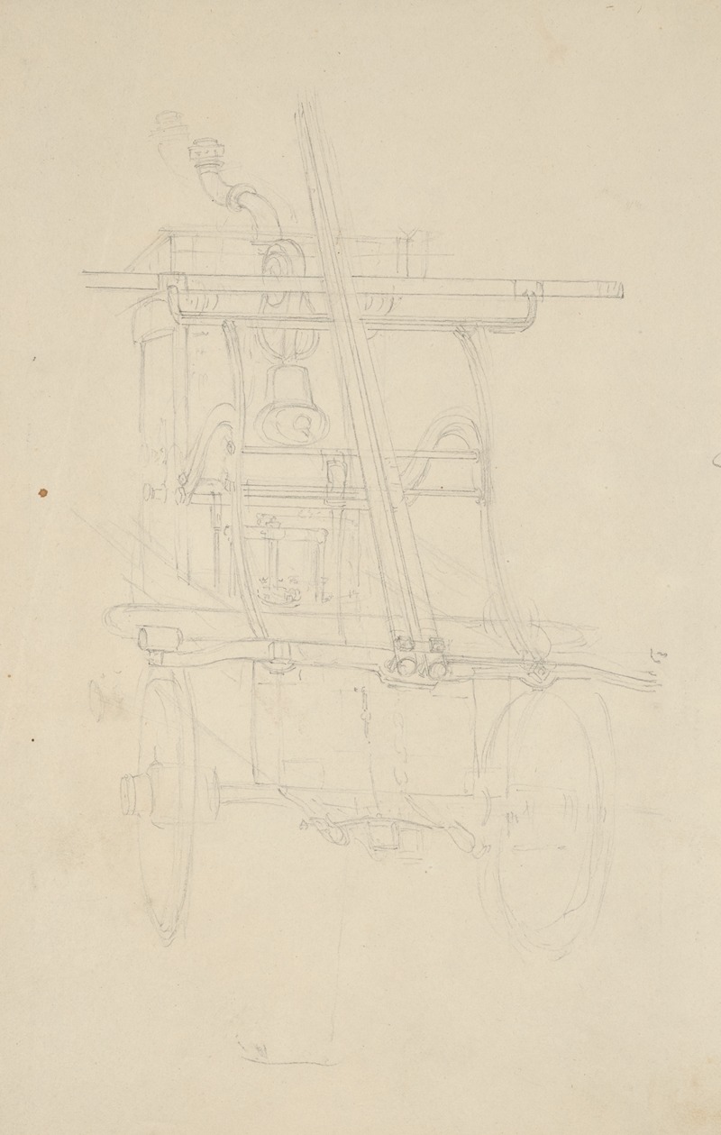 Sketch of a fire engine showing only one bell — John Rubens Smith