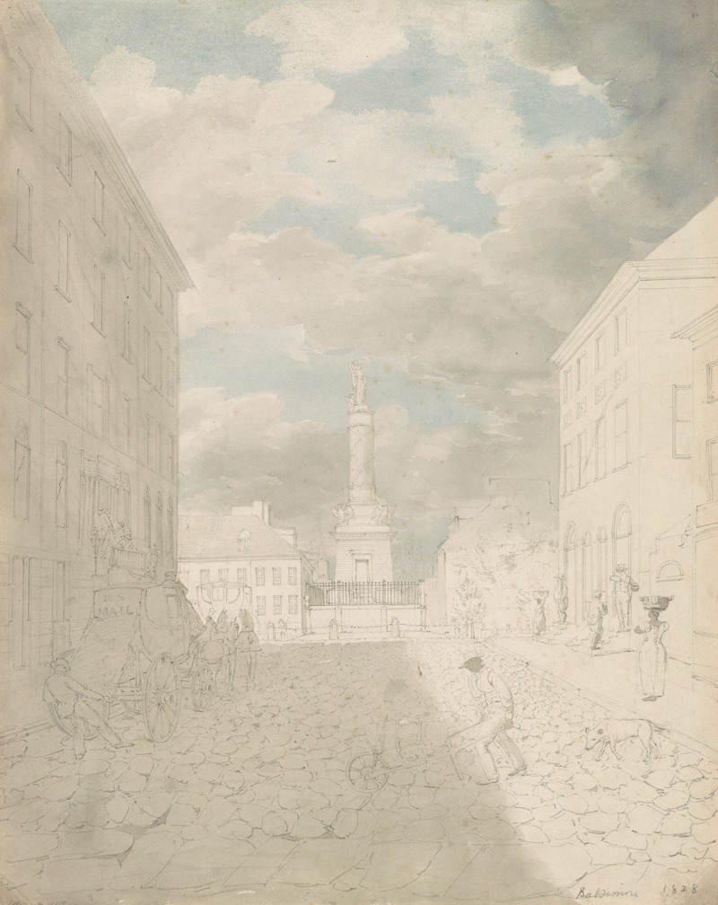 View of the Battle Monument, Baltimore — John Rubens Smith