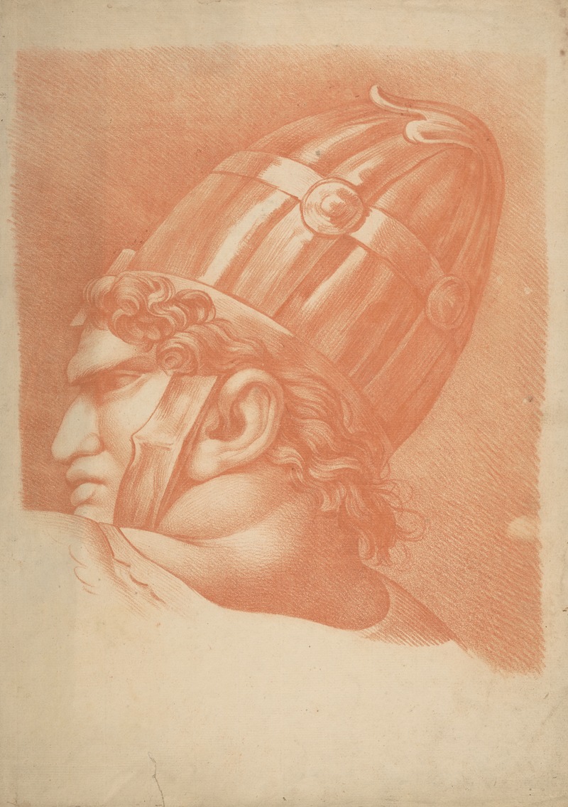 Warrior in a helmet facing left by John Rubens Smith, 1796-1799 — digital art print download