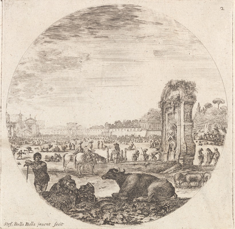 Le Campo Vaccino. by Стефано Делла Белла, 1601-1700 — digital art print download