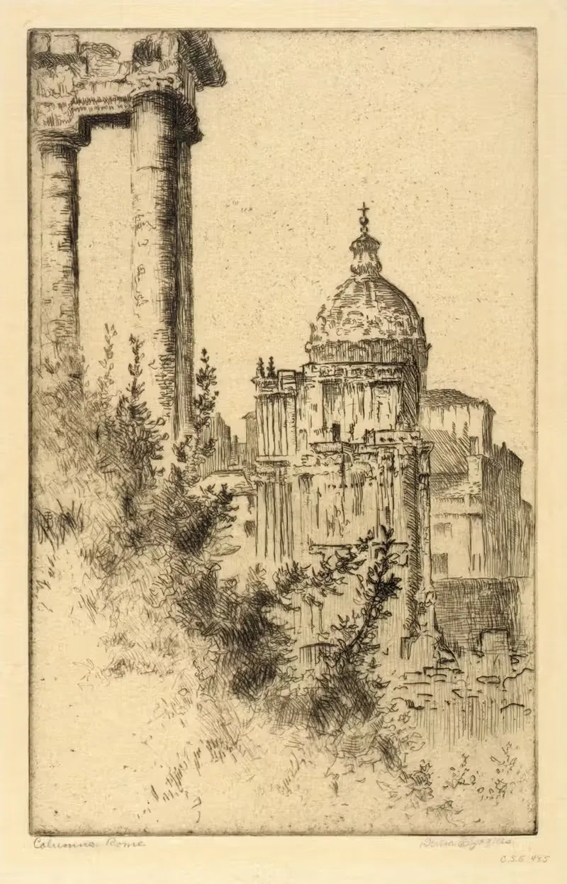 Columns, Roman Forum by Bertha Jaques, 1913 — digital art print download