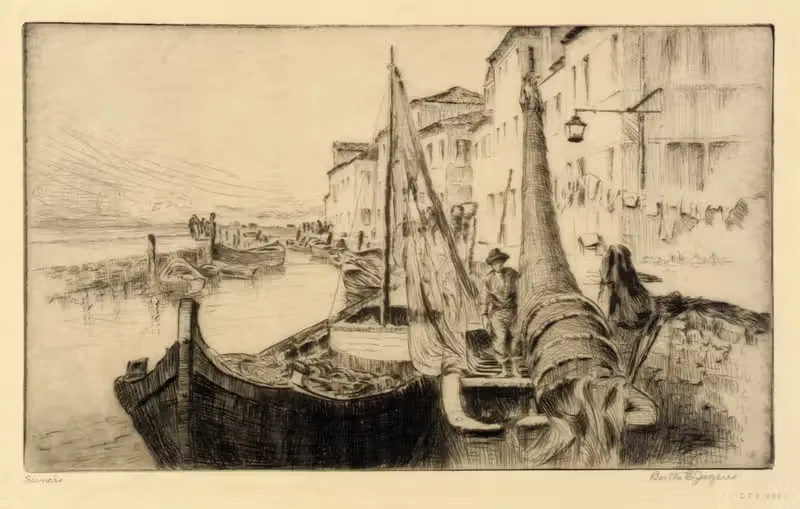 Seiners, Chioggia by Bertha Jaques, 1910-1917 — digital art print download