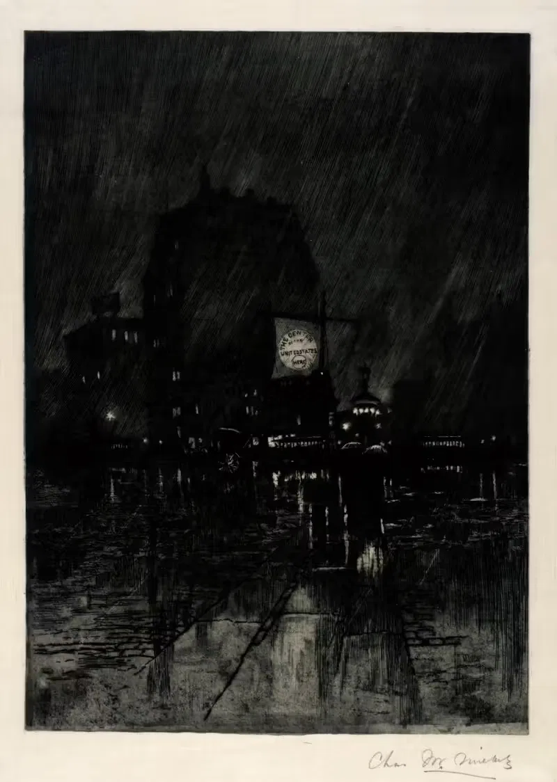 Rainy Night, Madison Square by Charles Frederick William Mielatz, 1890 — digital art print download