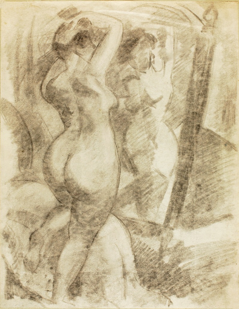 Female Nude before Mirror by Карл Ньюман — digital art print download