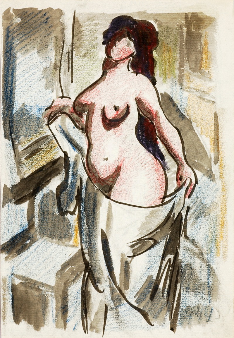 Female Nude with Drape by Карл Ньюман — digital art print download