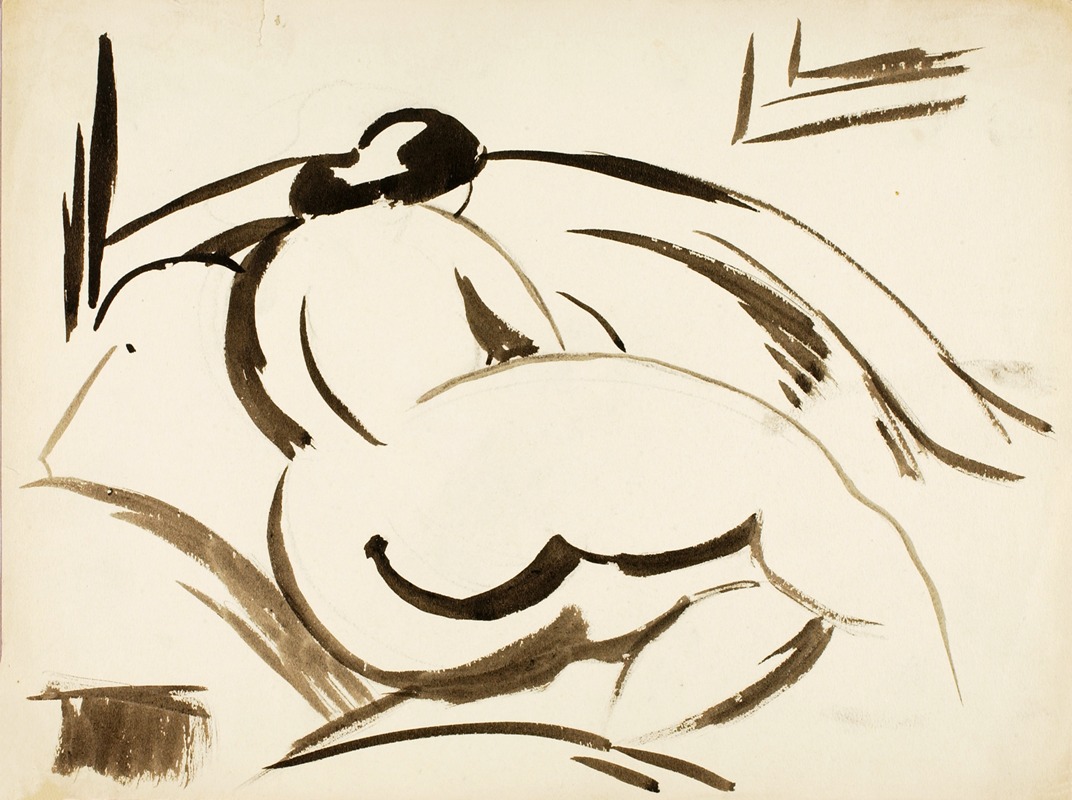 Female Nude, Reclining by Карл Ньюман — digital art print download