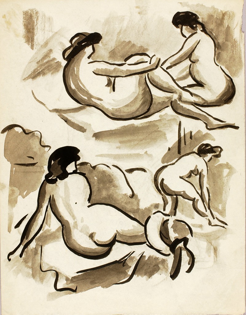 Four Female Nudes by Карл Ньюман — digital art print download