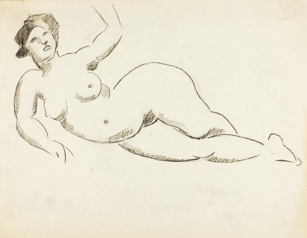 Reclining Female Nude by Карл Ньюман — digital art print download