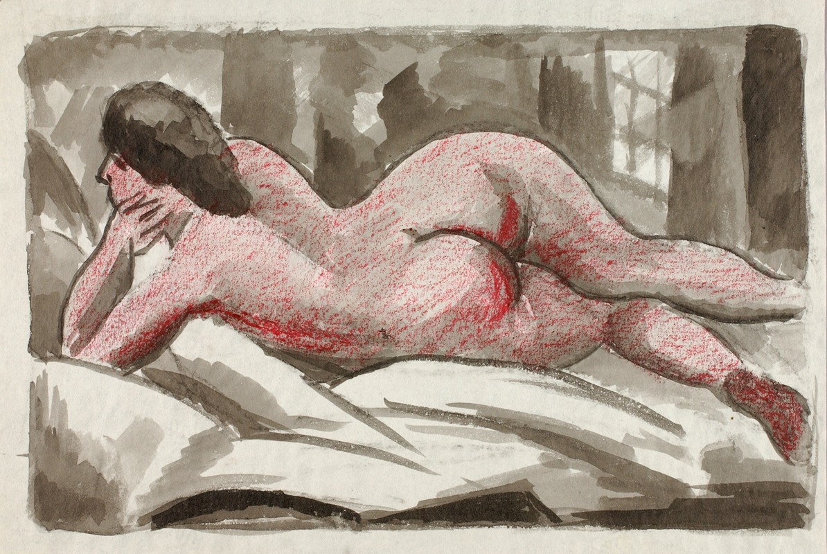 Reclining Female Nude by Карл Ньюман — digital art print download