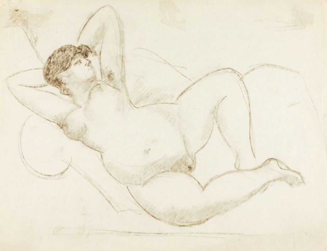 Reclining Female Nude by Карл Ньюман — digital art print download