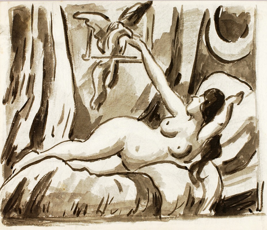 Reclining Female Nude by Карл Ньюман — digital art print download