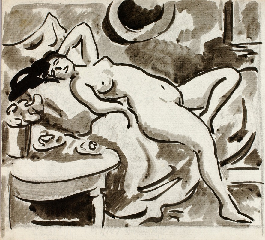 Reclining Female Nude by Карл Ньюман — digital art print download