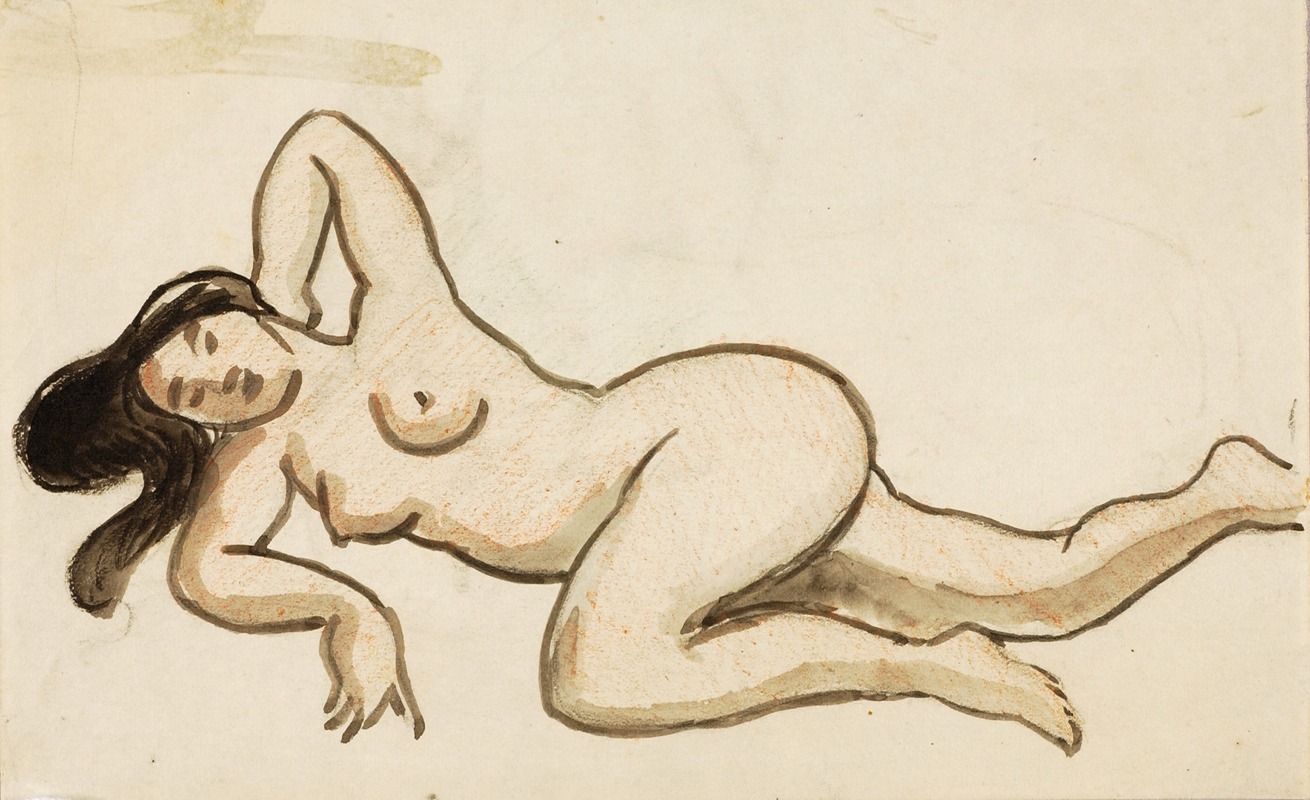 Reclining Female Nude by Карл Ньюман — digital art print download