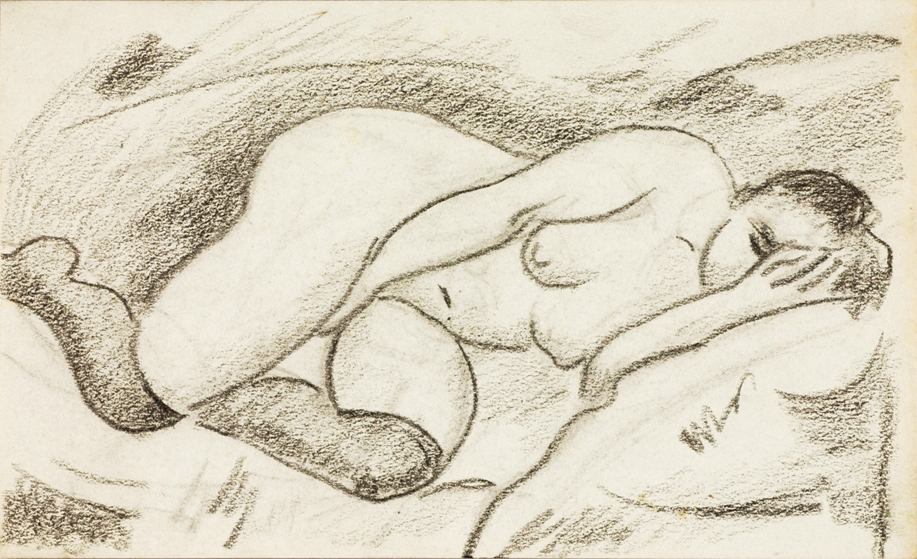 Reclining Female Nude by Карл Ньюман — digital art print download