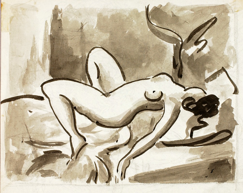 Reclining Female Nude by Карл Ньюман — digital art print download