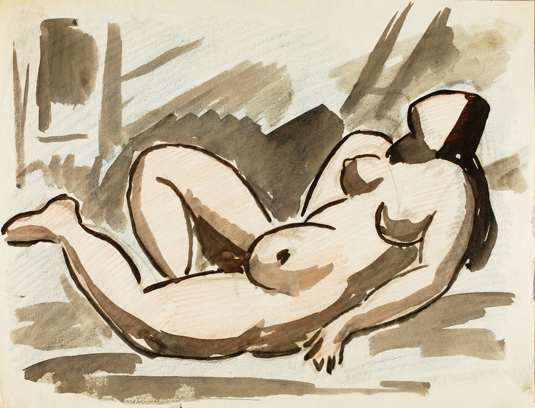 Reclining Female Nude by Карл Ньюман — digital art print download