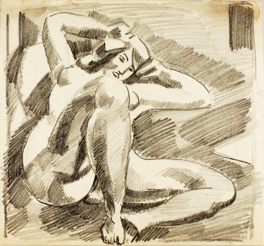 Reclining Female Nude by Карл Ньюман — digital art print download