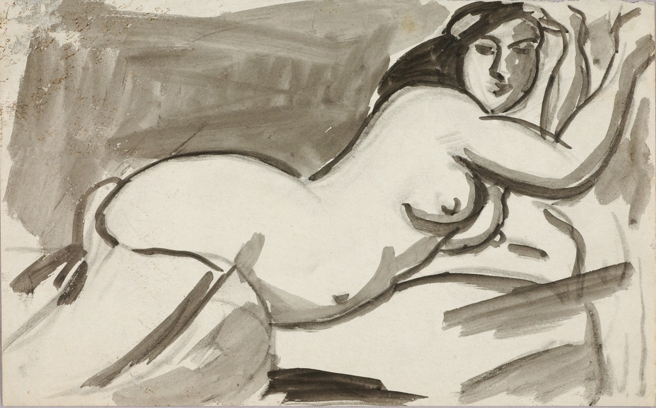 Reclining Female Nude by Карл Ньюман — digital art print download