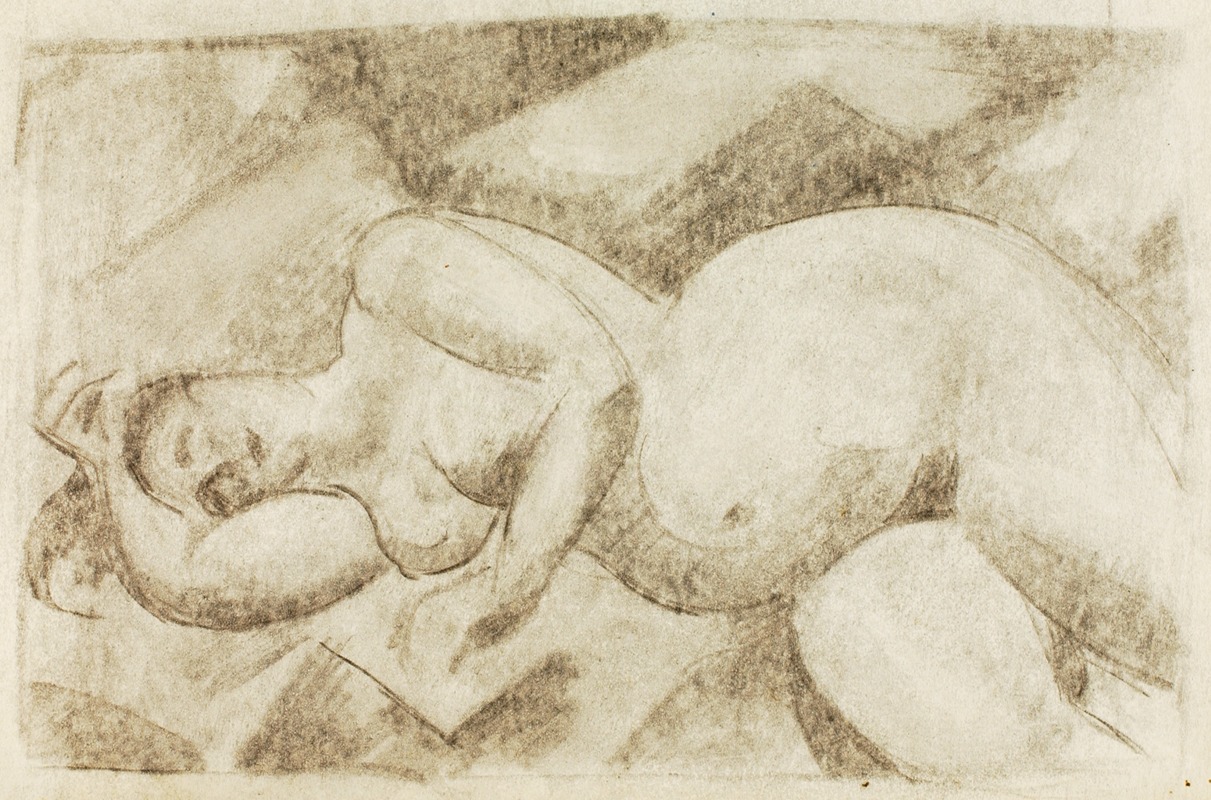 Reclining Female Nude by Карл Ньюман — digital art print download