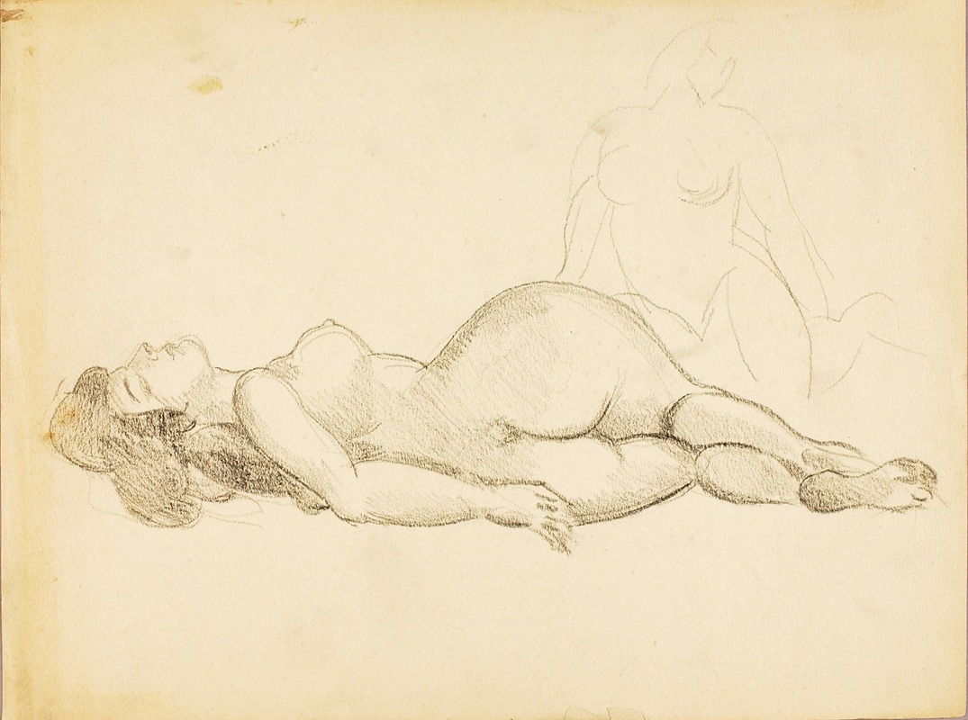 Reclining Female Nude by Карл Ньюман — digital art print download